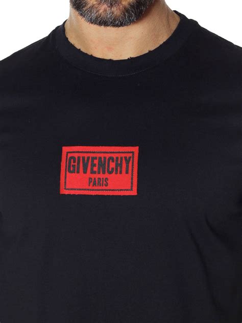 givenchy red box logo t shirt|givenchy t shirt men price.